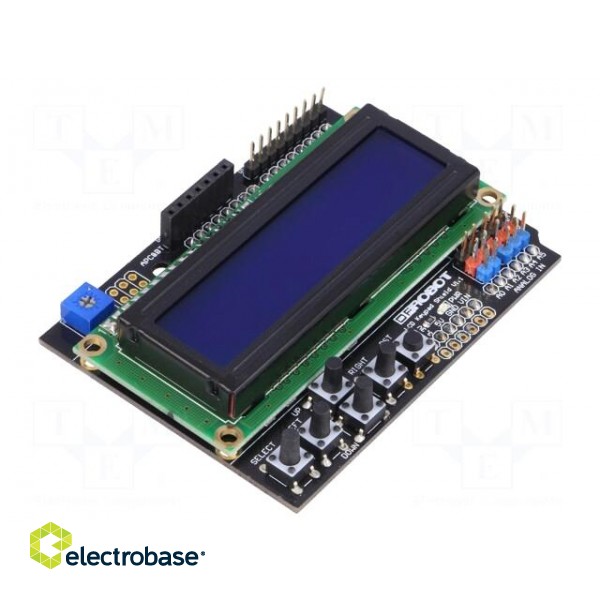 Display: LCD | 16x2 | blue | 80x58mm | LED | Interface: GPIO | pin strips image 1
