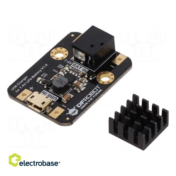 Module: Li-Po/Li-Ion charger | 5VDC | USB B micro | 1A | 8.4V | 28x37mm