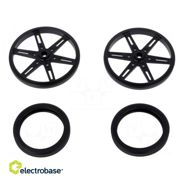 Wheel | black | push-in,screw | Ø: 70mm | Shaft dia: 5.8mm | W: 8mm | 2pcs.