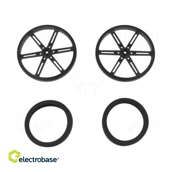 Wheel | black | Pcs: 2 | push-in,screw | Ø: 90mm | Shaft dia: 5.8mm