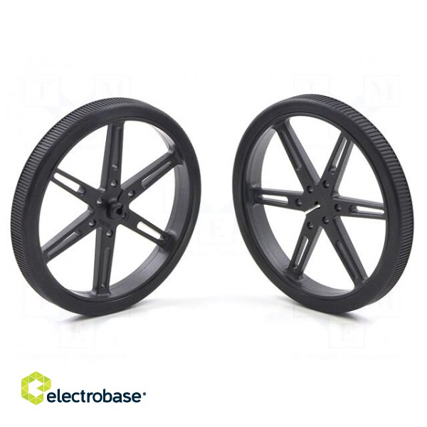 Wheel | black | Shaft: D spring | push-in | Ø: 80mm | Shaft dia: 3mm image 1