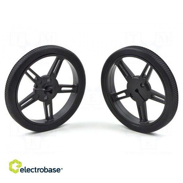 Wheel | black | Shaft: D spring | Pcs: 2 | push-in | Ø: 60mm | W: 8mm image 1