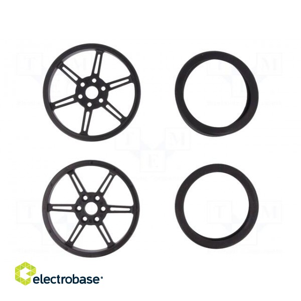 Wheel | black | Shaft: smooth,D spring | Pcs: 2 | push-in | Ø: 80mm paveikslėlis 1