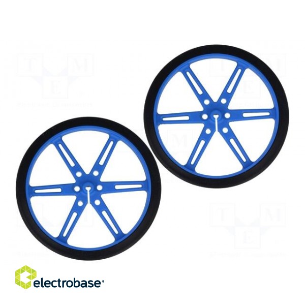 Wheel | blue | Shaft: D spring | Pcs: 2 | push-in | Ø: 80mm | Shaft dia: 3mm