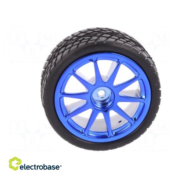 Wheel | blue | Shaft: smooth | screw | Ø: 65mm | Plating: rubber | W: 26mm image 3