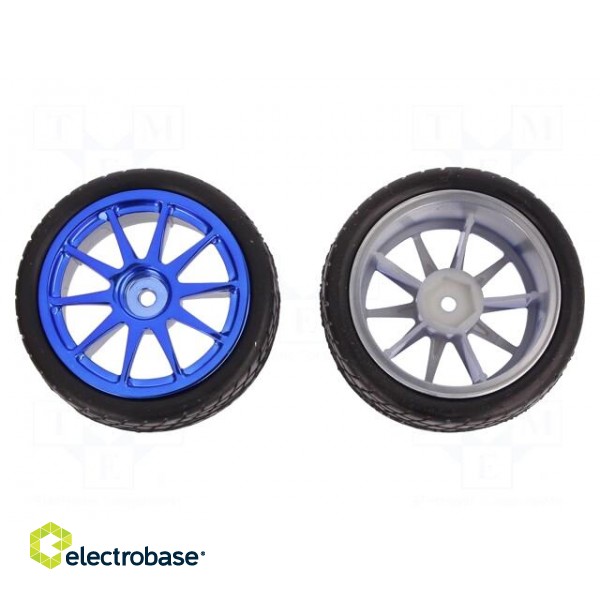 Wheel | blue | Shaft: smooth | screw | Ø: 65mm | Plating: rubber | W: 26mm image 1