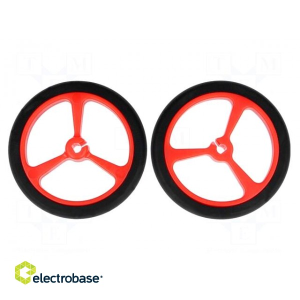 Wheel | red | Shaft: D spring | Pcs: 2 | push-in | Ø: 40mm | Shaft dia: 3mm