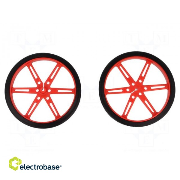 Wheel | red | Shaft: D spring | push-in | Ø: 80mm | Shaft dia: 3mm | W: 10mm
