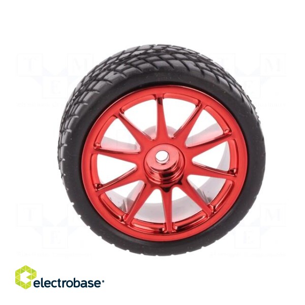 Wheel | red | Shaft: smooth | screw | Ø: 65mm | Plating: rubber | W: 26mm image 3