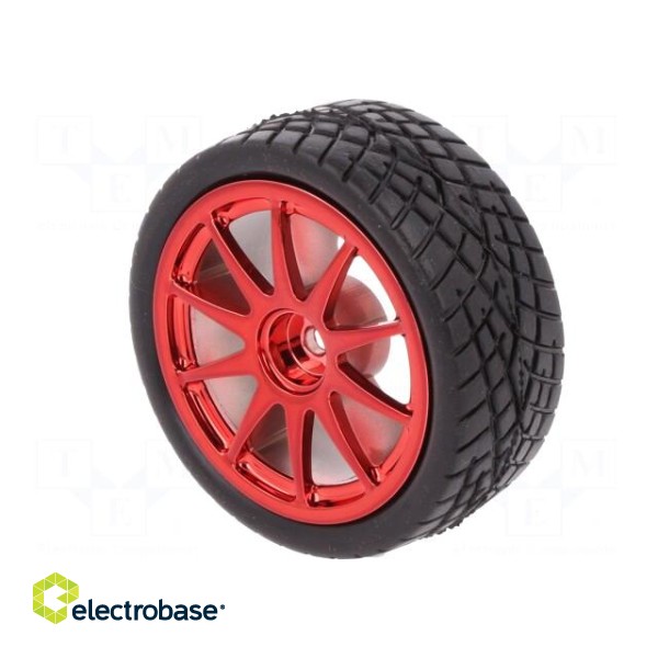 Wheel | red | Shaft: smooth | screw | Ø: 65mm | Plating: rubber | W: 26mm image 4