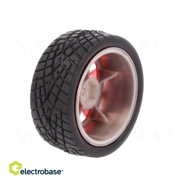 Wheel | red | Shaft: smooth | Pcs: 2 | screw | Ø: 65mm | Plating: rubber image 6