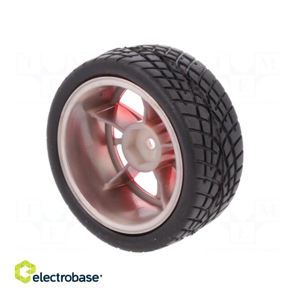 Wheel | red | Shaft: smooth | screw | Ø: 65mm | Plating: rubber | W: 26mm image 8