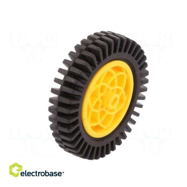 Wheel | yellow-black | Shaft: two sides flattened | Pcs: 2 | push-in paveikslėlis 6