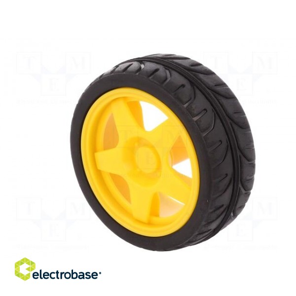 Wheel | yellow-black | Shaft: two sides flattened | Pcs: 2 | push-in paveikslėlis 4