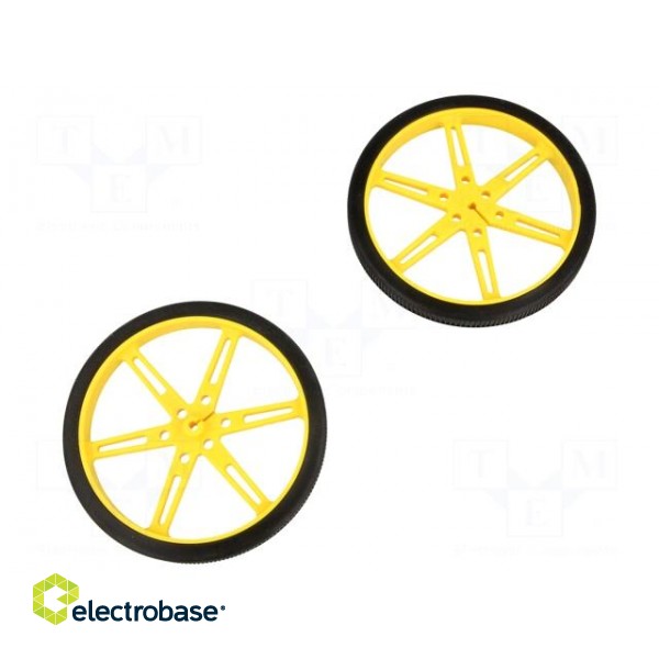 Wheel | yellow | Shaft: D spring | Pcs: 2 | push-in | Ø: 80mm | W: 10mm