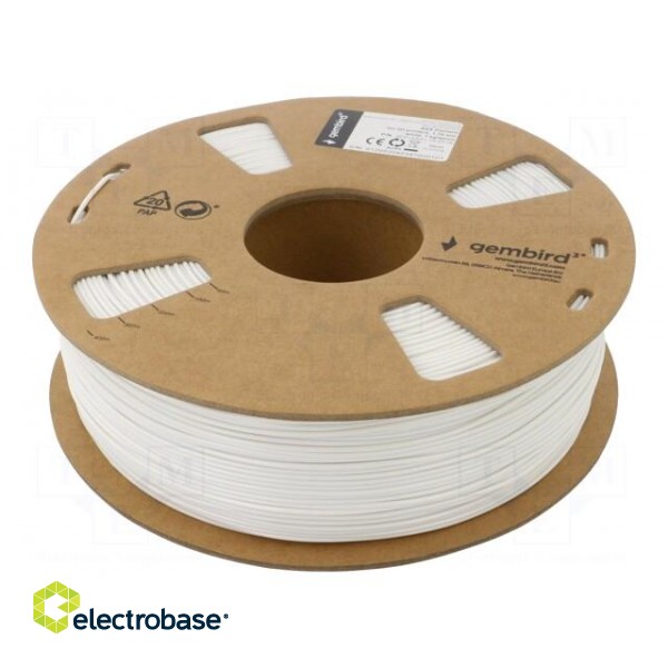 Filament: ASA | 1.75mm | white | 230÷250°C | 1kg | Table temp: 80÷120°C