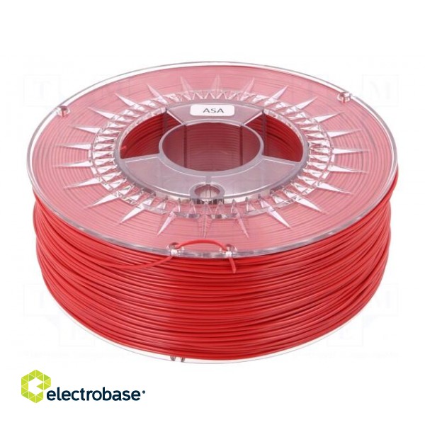 Filament: ASA | 1.75mm | red | Printing temp: 230÷240°C | 1kg | ±0,05mm