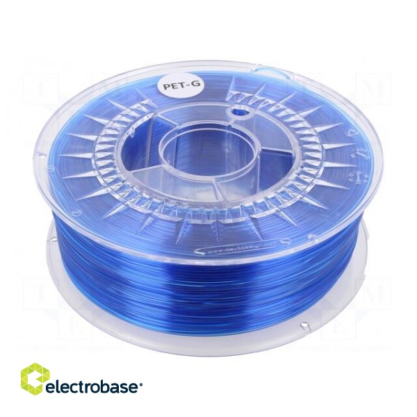 Filament: PET-G | Ø: 1.75mm | blue,half-transparent | 220÷250°C | 1kg