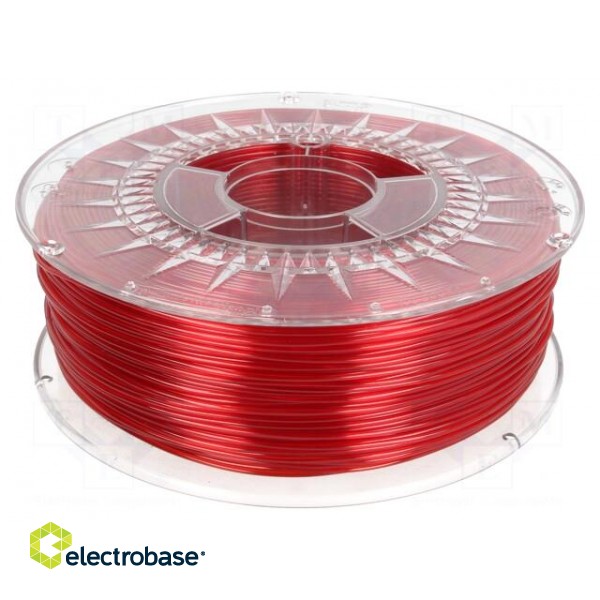 Filament: PET-G | Ø: 1.75mm | red (ruby),transparent | 220÷250°C | 1kg