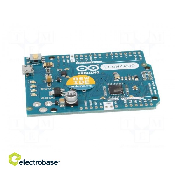Arduino | ATMEGA32U4 | GPIO,I2C,PWM,UART | ICSP,USB B micro,supply image 3
