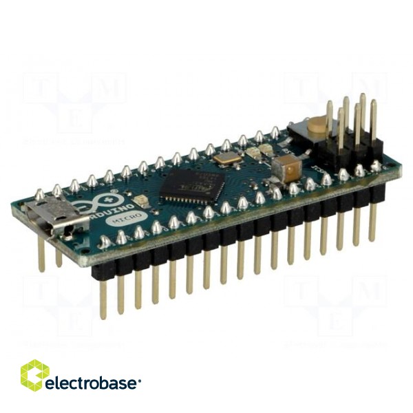 Arduino | ATMEGA32U4 | ICSP,USB B micro,pin strips image 1