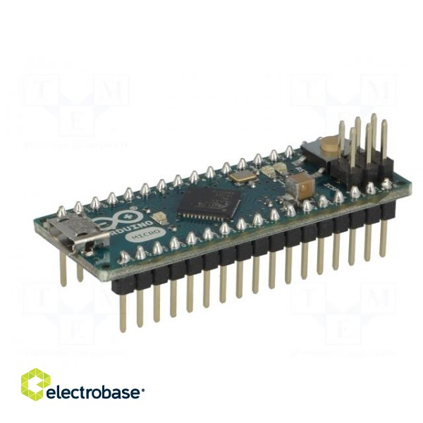 Arduino | ATMEGA32U4 | ICSP,USB B micro,pin strips image 2