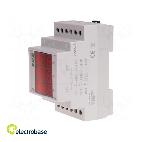 Ammeter | digital,mounting | 0÷20A | for DIN rail mounting | LED image 2