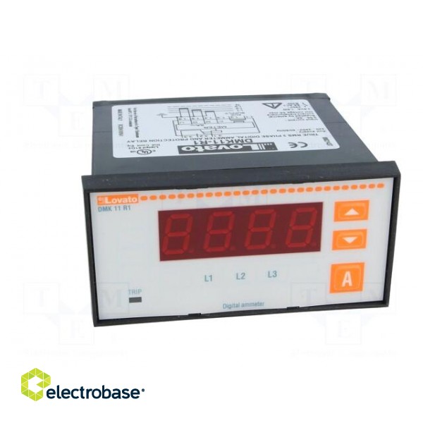 Meter | on panel | digital | I AC: 0,05÷5,75A | True RMS | 91x45mm | LED image 9