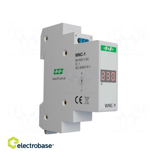 Voltmeter | digital,mounting | 80÷500V | for DIN rail mounting | LED фото 2