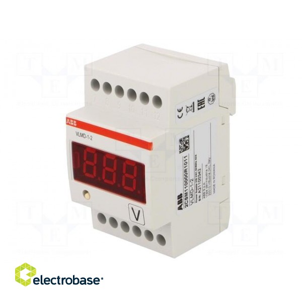 Voltmeter | digital,mounting | VDC: 0÷500V | VAC: 0÷500V | LED | IP20 фото 1