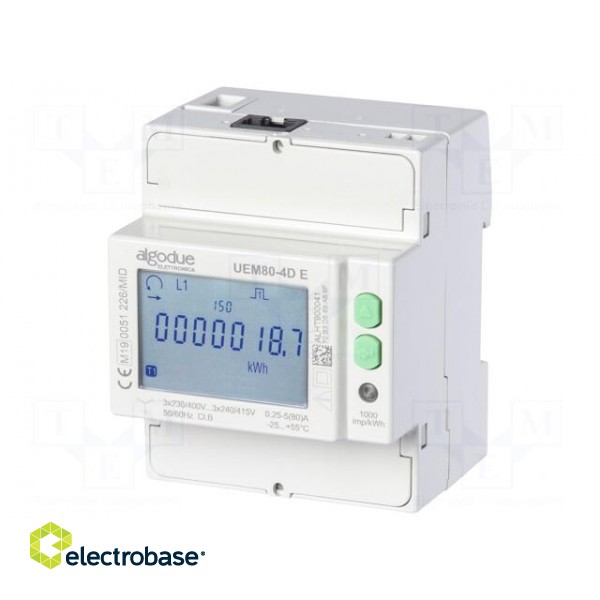 Electric energy meter | 230/400V | 80A | Network: three-phase | IP51