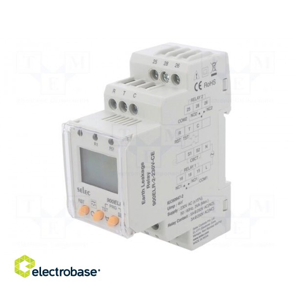 Meter: earth leakage Relay | digital | for DIN rail mounting | LCD фото 1