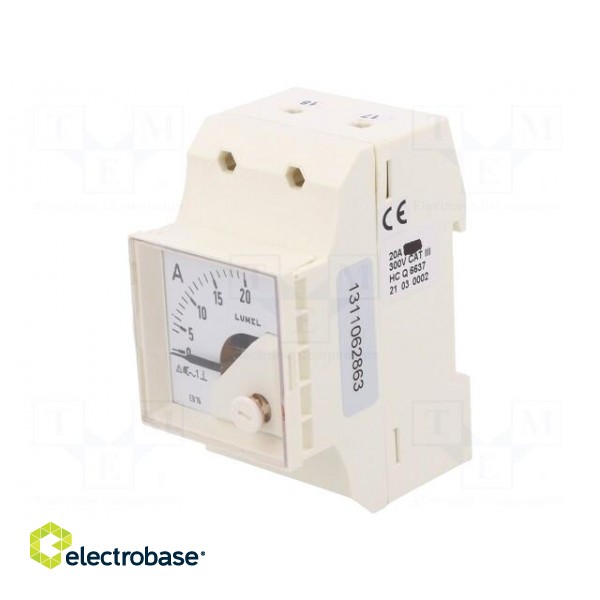 Ammeter | for DIN rail mounting | I AC: 0÷20A | True RMS | Class: 1.5 image 1