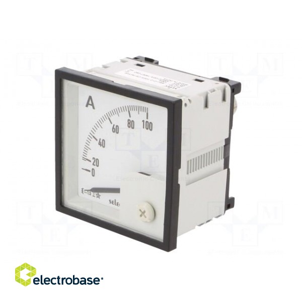 Ammeter | on panel | I AC: 0÷100A | Class: 1.5 | 50÷60Hz | Features: 90° фото 2