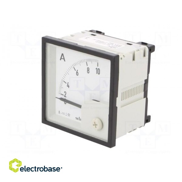 Ammeter | on panel | I AC: 0÷10A | Class: 1.5 | 50÷60Hz | Features: 90° фото 2