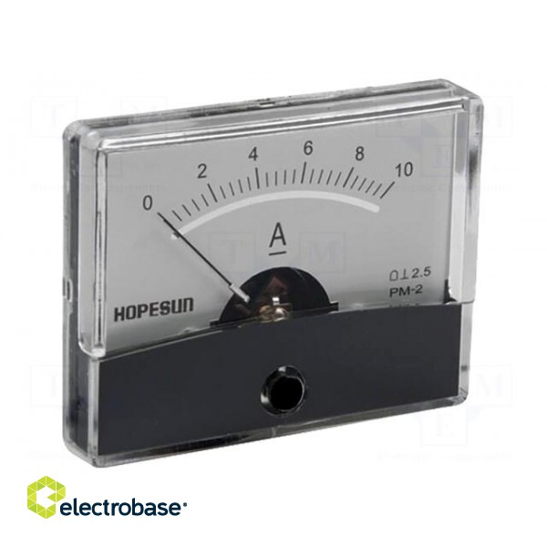 Ammeter | on panel | I DC: 0÷10A | Class: 2.5 | 60x47mm image 1