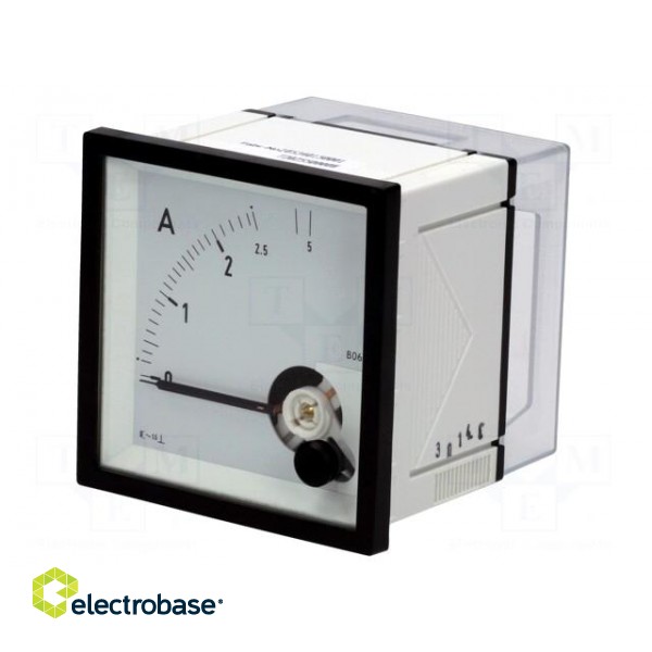 Ammeter | on panel | I AC: 0÷2.5A,5A | True RMS | Class: 1.5 | 45÷65Hz image 1