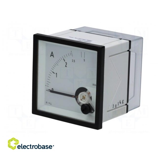 Ammeter | on panel | I AC: 0÷2.5A,5A | True RMS | Class: 1.5 | 45÷65Hz image 2