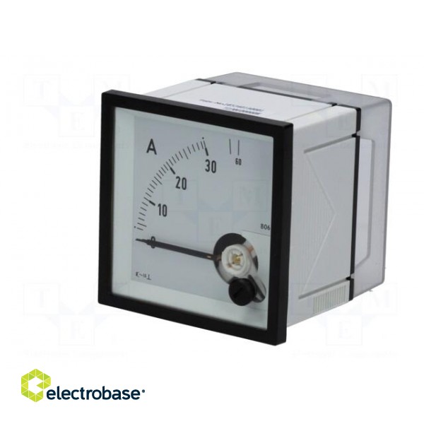 Ammeter | on panel | I AC: 0÷30A,60A | True RMS | Class: 1.5 | 45÷65Hz image 2