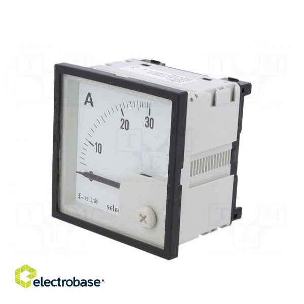 Ammeter | on panel | I AC: 0÷30A | Class: 1.5 | 50÷60Hz | Features: 90° image 2