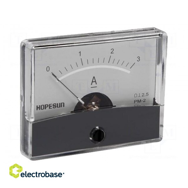 Ammeter | on panel | I DC: 0÷3A | Class: 2.5 | 60x47mm image 1