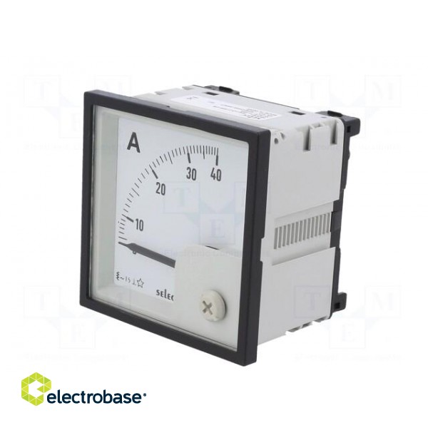 Ammeter | on panel | I AC: 0÷40A | Class: 1.5 | 50÷60Hz | Features: 90° image 2