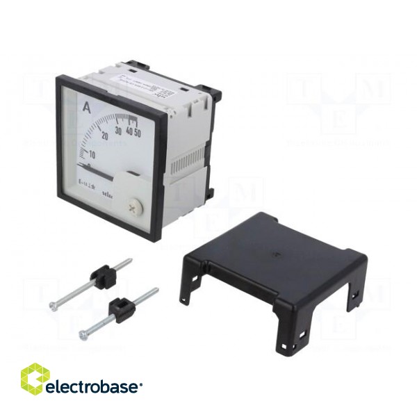 Ammeter | on panel | I AC: 0÷50A | Class: 1.5 | 50÷60Hz | Features: 90° фото 1