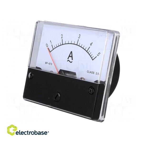 Amperometer | analogue | mounting | on panel | I AC: 0÷5A | Class: 2,5 paveikslėlis 1