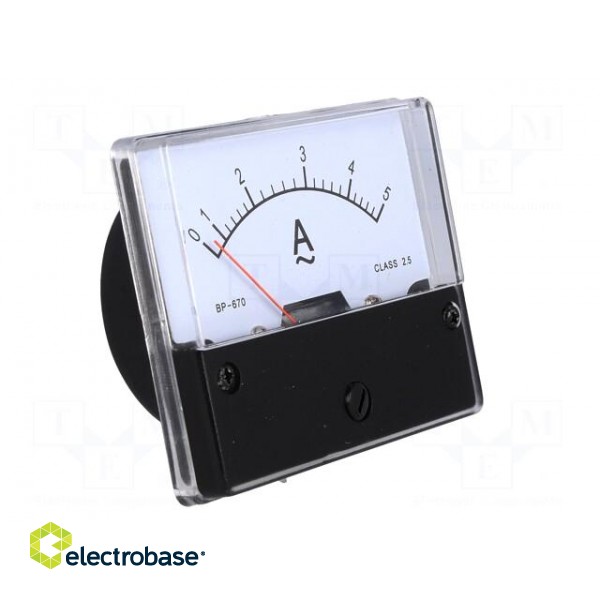 Amperometer | analogue | mounting | on panel | I AC: 0÷5A | Class: 2,5 paveikslėlis 8