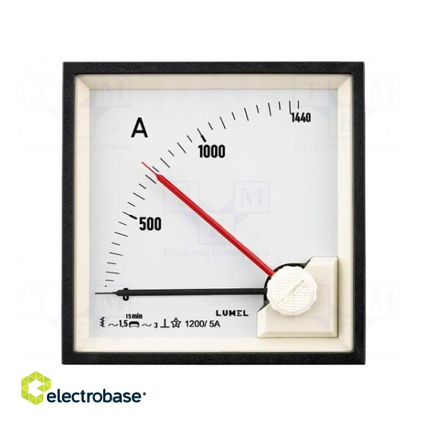 Ammeter | on panel | I AC: 0÷150A | Class: 3 | 300V | BA27 | 72x72x64mm image 2