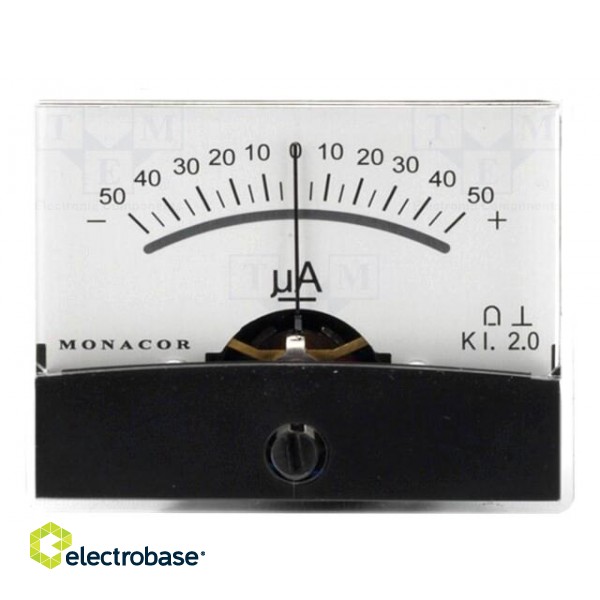 Ammeter | on panel | I DC: -50÷50uA | Class: 2 | Int.resist: 1.9kΩ