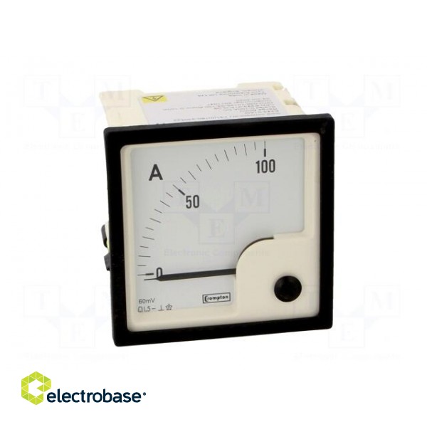 Amperometer | analogue | mounting | on panel | I DC: 0÷100A | Class: 1,5 paveikslėlis 10