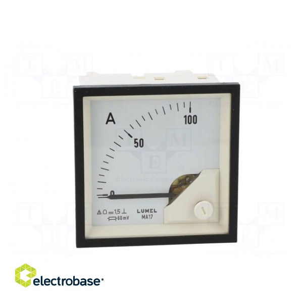 Ammeter | on panel | I DC: 0÷100A | Class: 1.5 | Length: 61mm | 600V | MA17 paveikslėlis 10