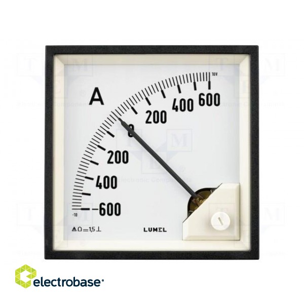 Ammeter | on panel | I DC: 0÷10A | Class: 1.5 | Length: 95mm | 600V | MA19 image 2